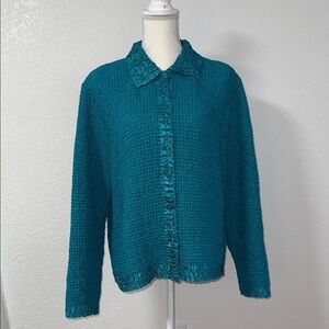 RAFAEL Teal Textured Button-Up Shirt